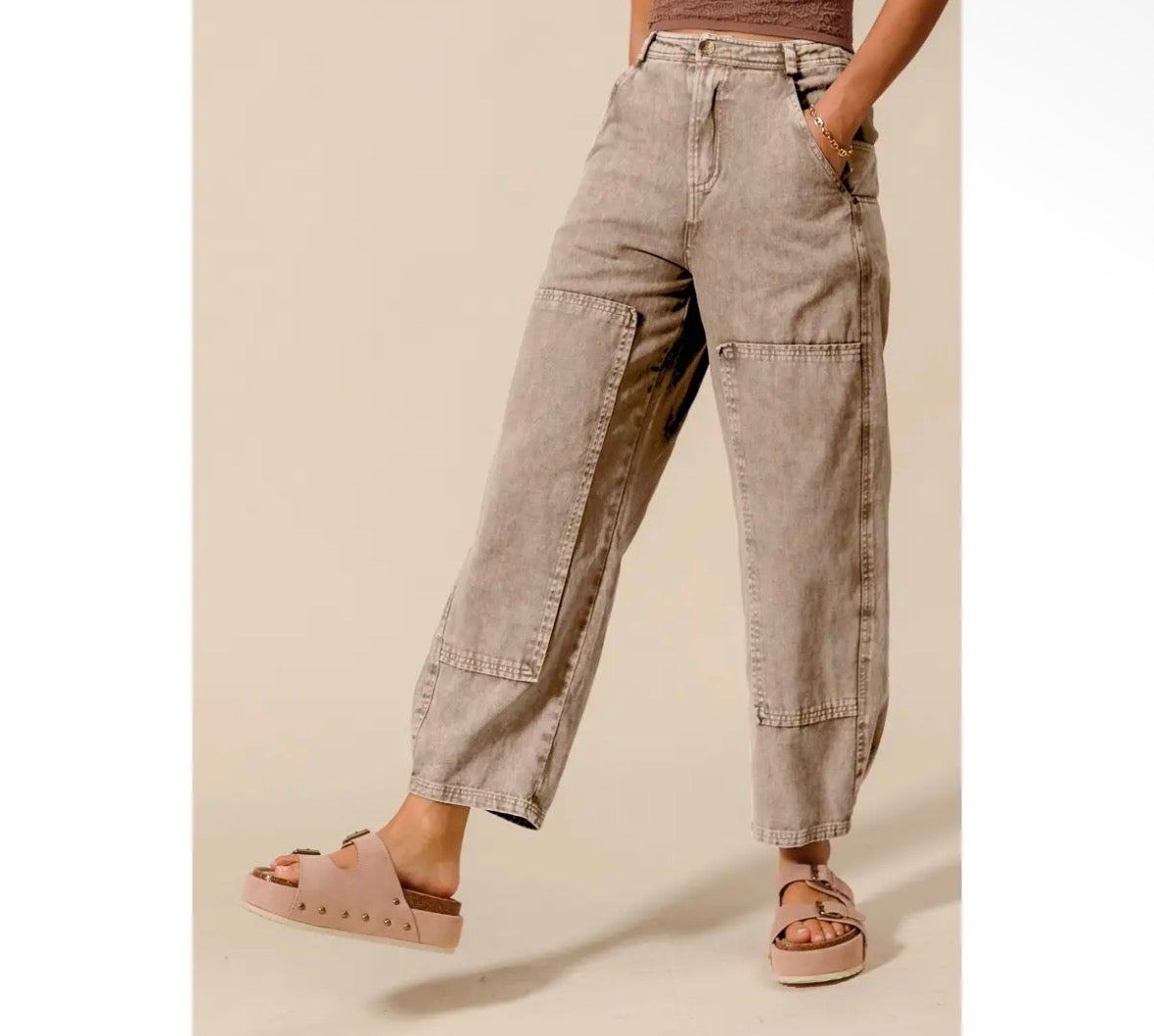 Taupe Barrel Pants